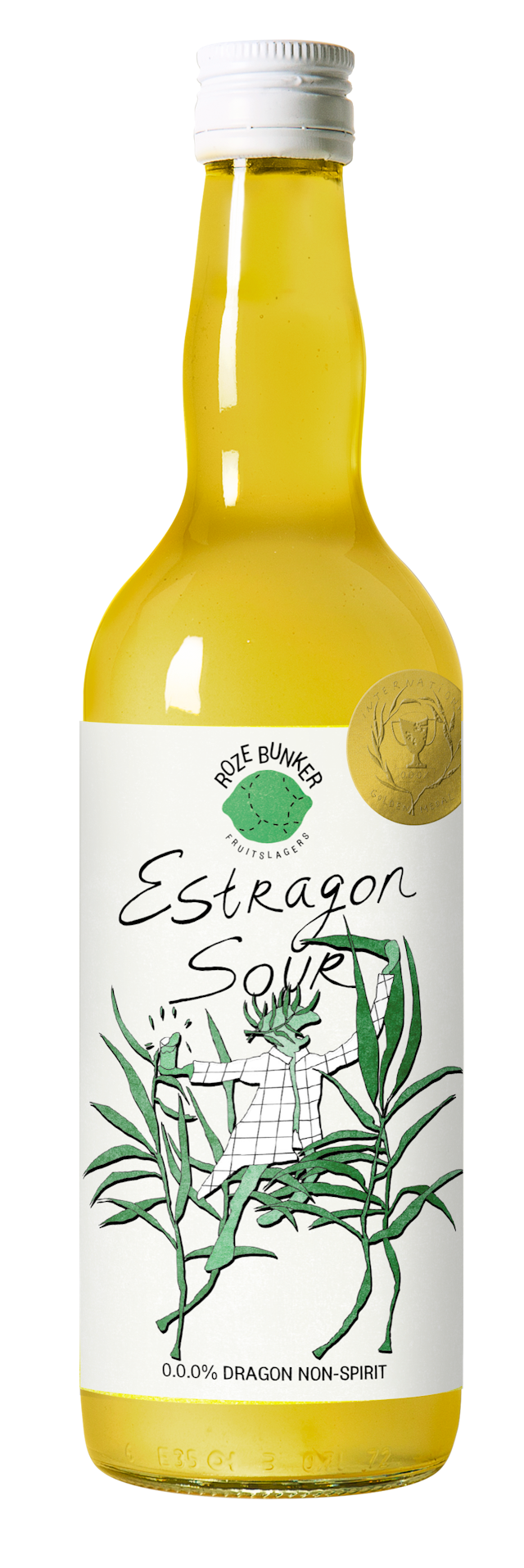 Bottle of estragon sour syrup by Roze Bunker