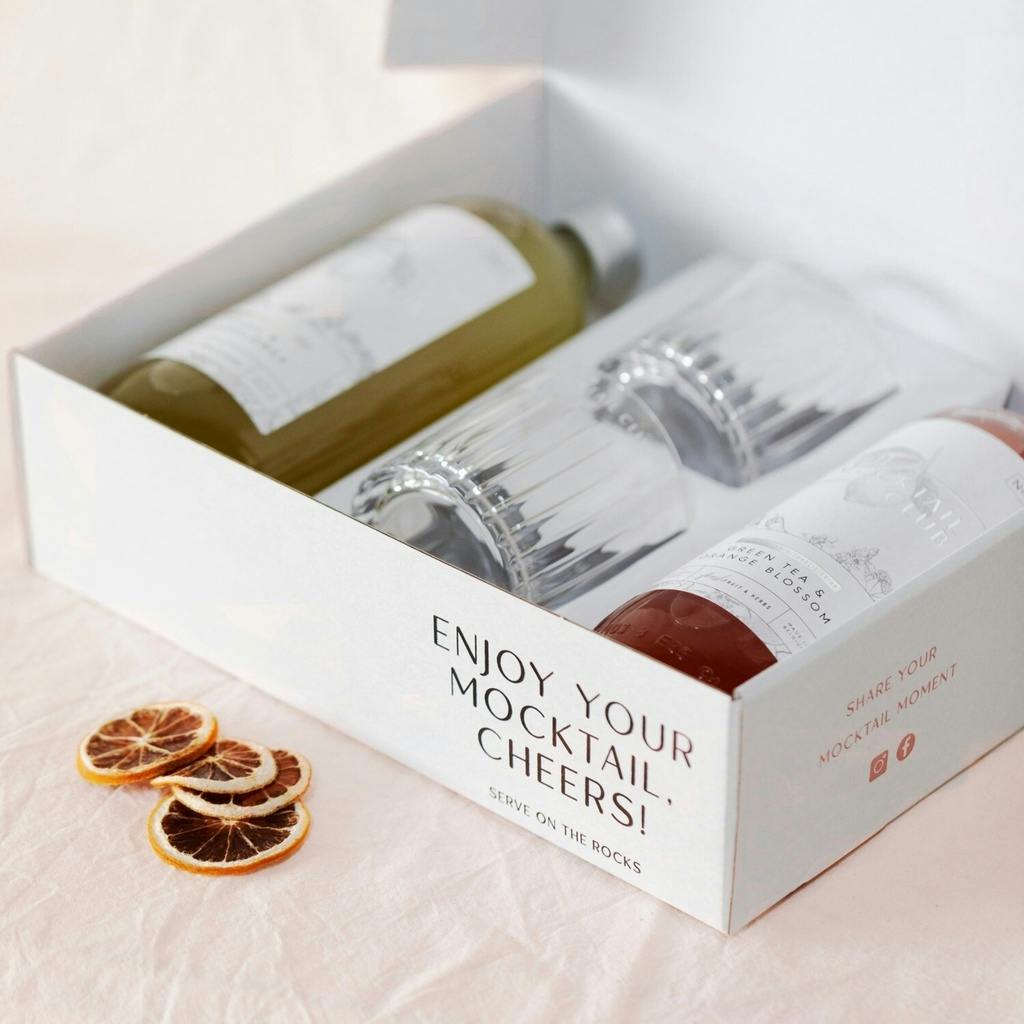 Gift box with two bottles and two glasses