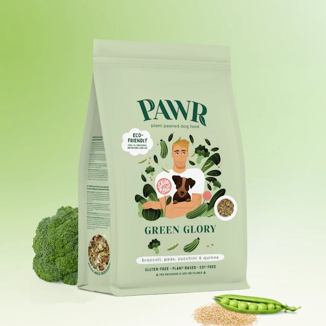 Bag with dog food, broccoli and peas by PAWR