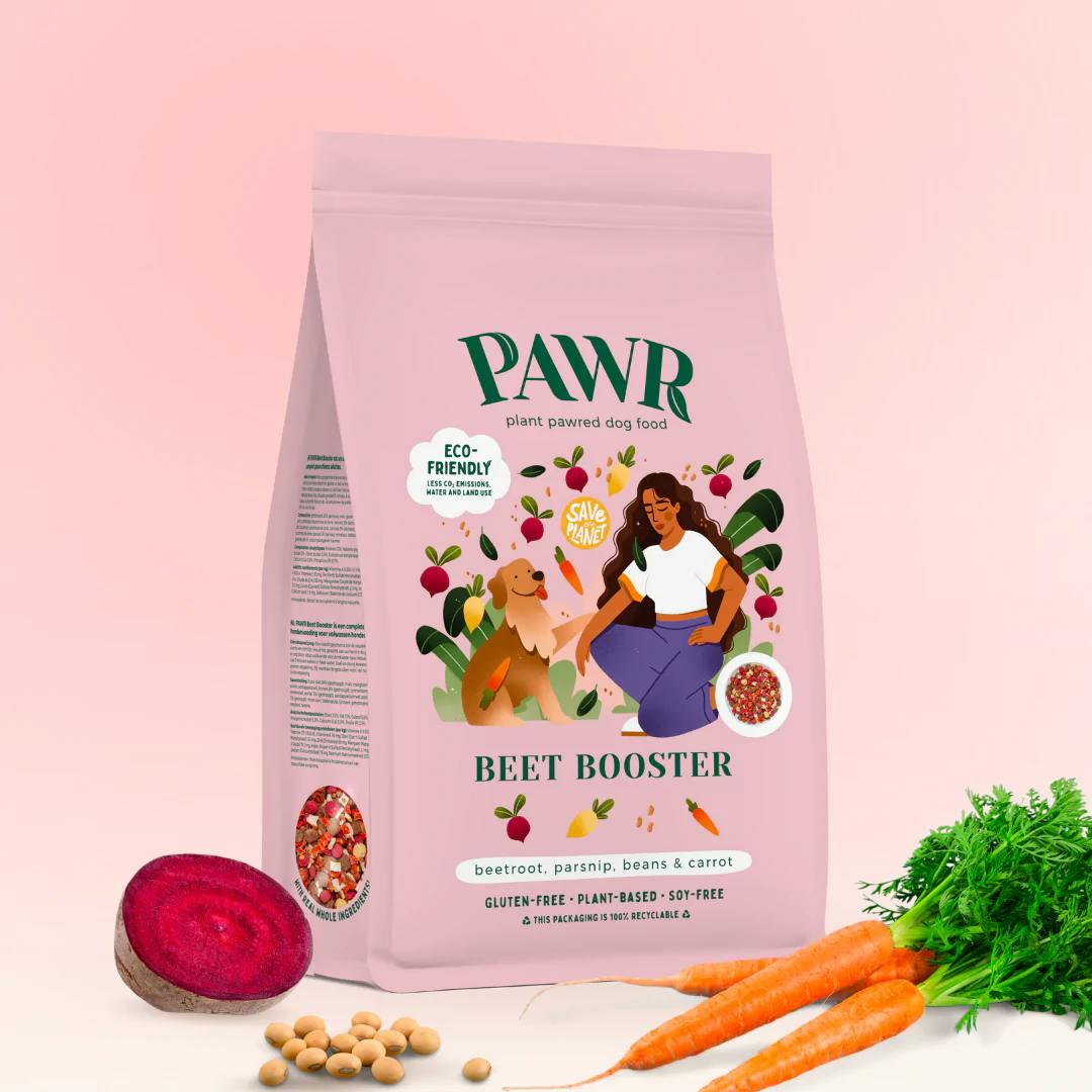 Bag with dog food, red beet, carrots and beans by PAWR