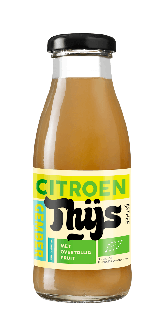 Bottle of lemon-ginger juice by THIJS drinks