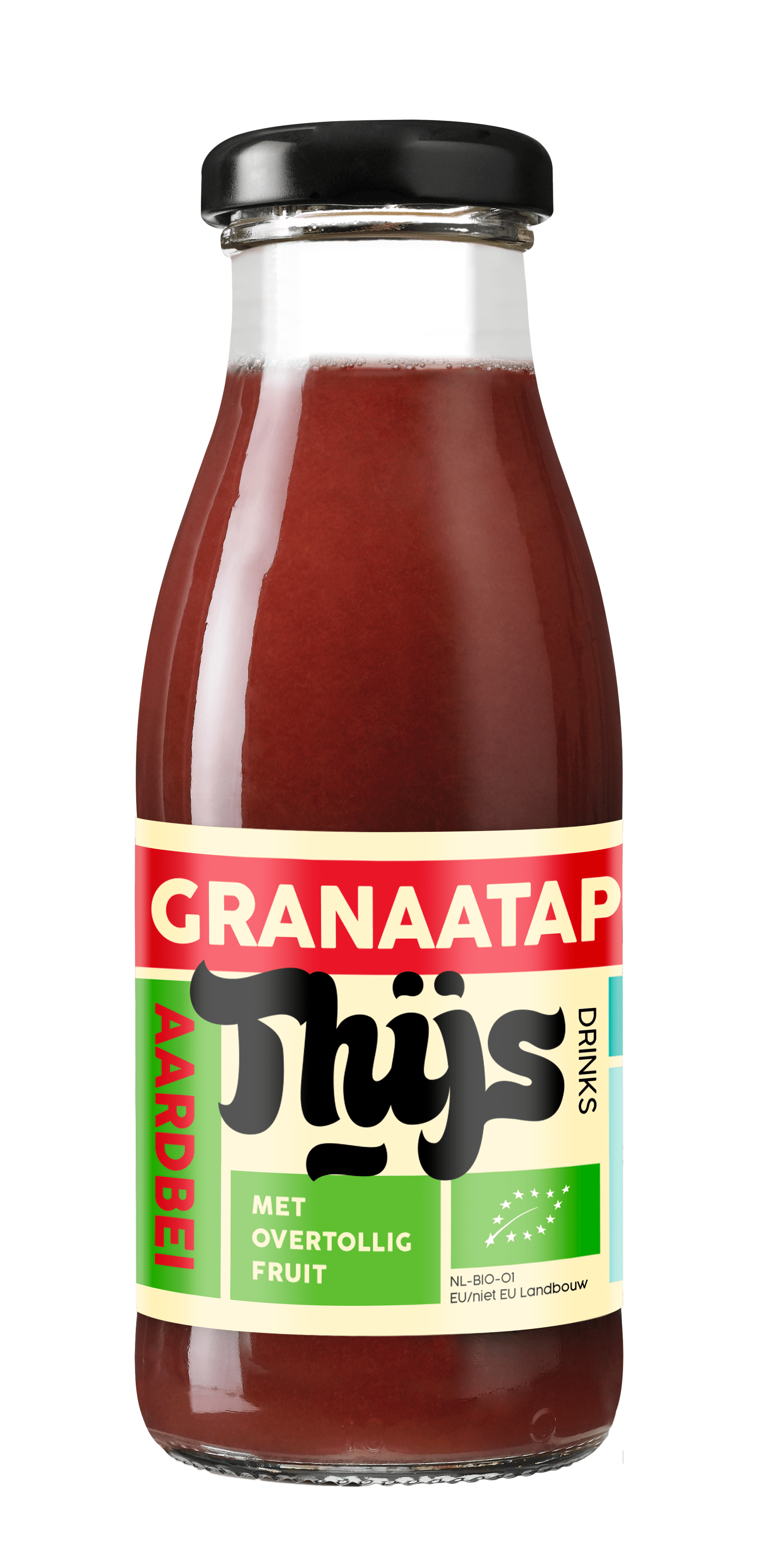 Bottle of pomegranate-strawberry juice by THIJS drinks