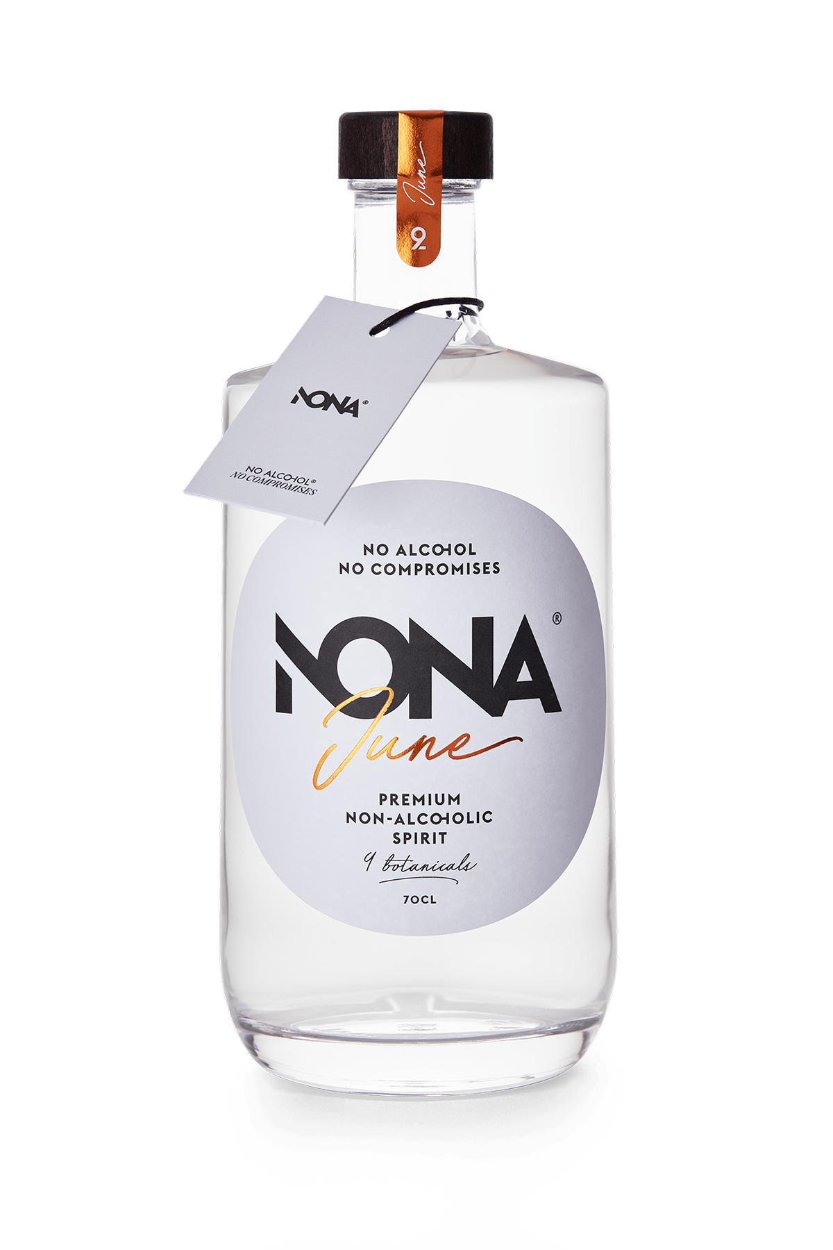 Bottle of non-alcoholic spirit June by Nona