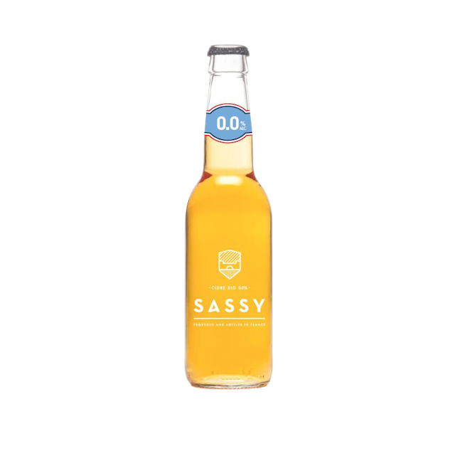 Bottle of non-alcoholic apple cider by Maison SASSY