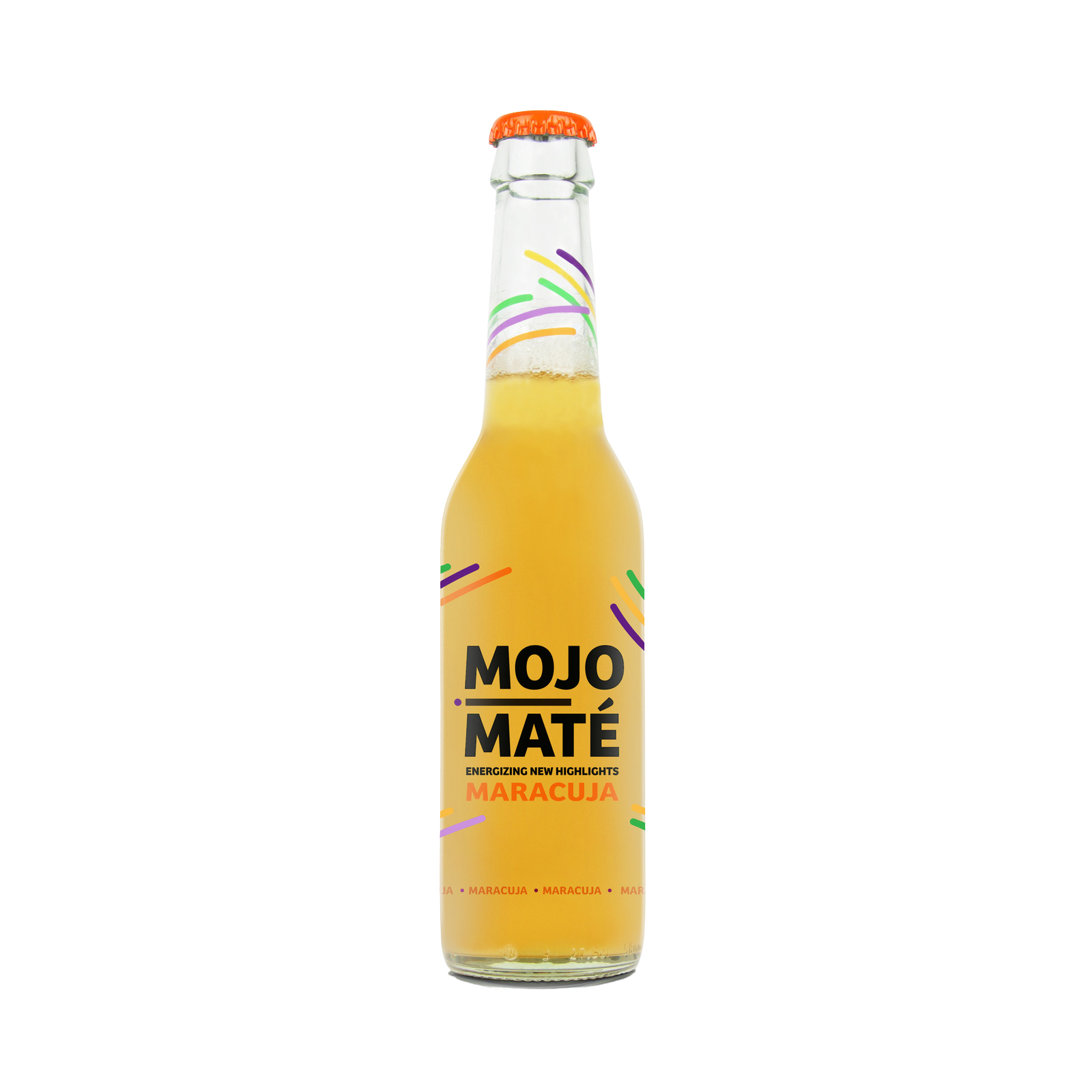 Bottle of non-alcoholic maté Maracuja by Mojo Maté