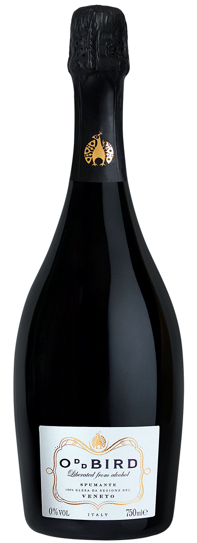 Bottle of non-alcoholic sparkling wine Spumante by Oddbird